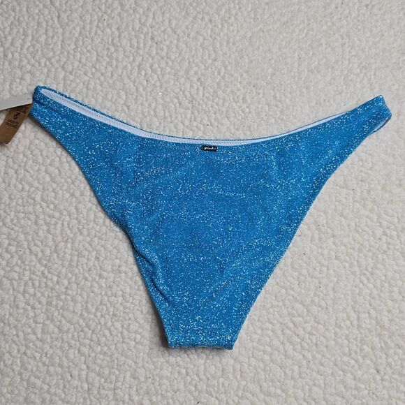 1309 NWT Pink Victoria's Secret Shimmer Brazilian Bikini Bottom Sz Small - Picture 2 of 6